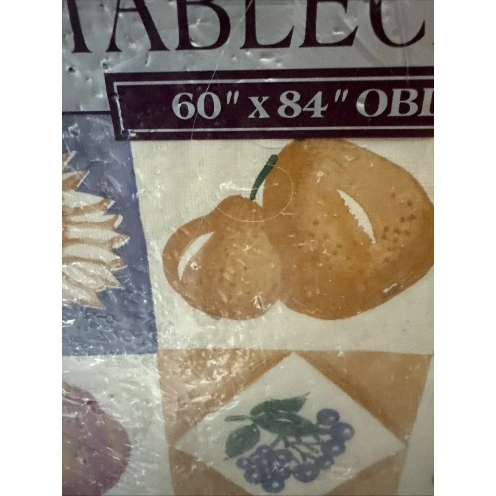 Vintage Hometrends Vinyl Flannel Back Tablecloth 60x84 Oblong